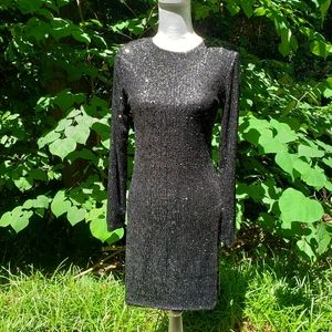 KAOS Party Dress in Black Sequins Size 8 Brand New NWT